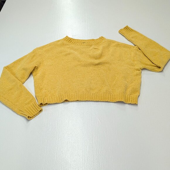 Social Scene Size Small Mustard Yellow Cropped Chenille Sweater - Picture 1 of 9